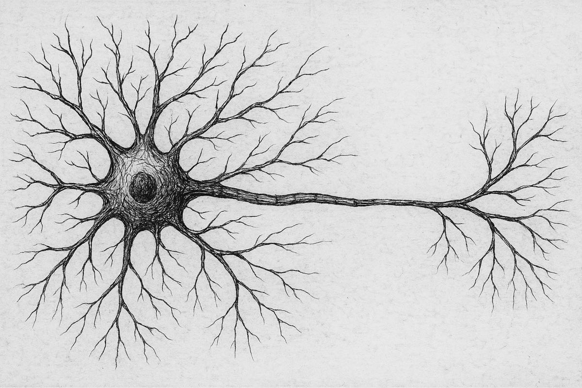 Pen-and-ink drawing of a neuron